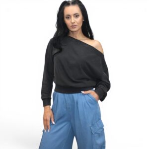 Hanorac cu decolteu larg tip barcă pentru femei-C&A Hanorac pentru femei, cu decolteu larg tip barcă ce poate fi purtat pe umeri sau căzut pe un umăr, model cropped, manșetele și tivul inferior sunt reiate. Disponibili atât în magazin cât și pe site cu livrare rapidă în toată România. Mărimi: XS Material: 80 %bumbac, 20 % poliester Culoare: gri-antracit